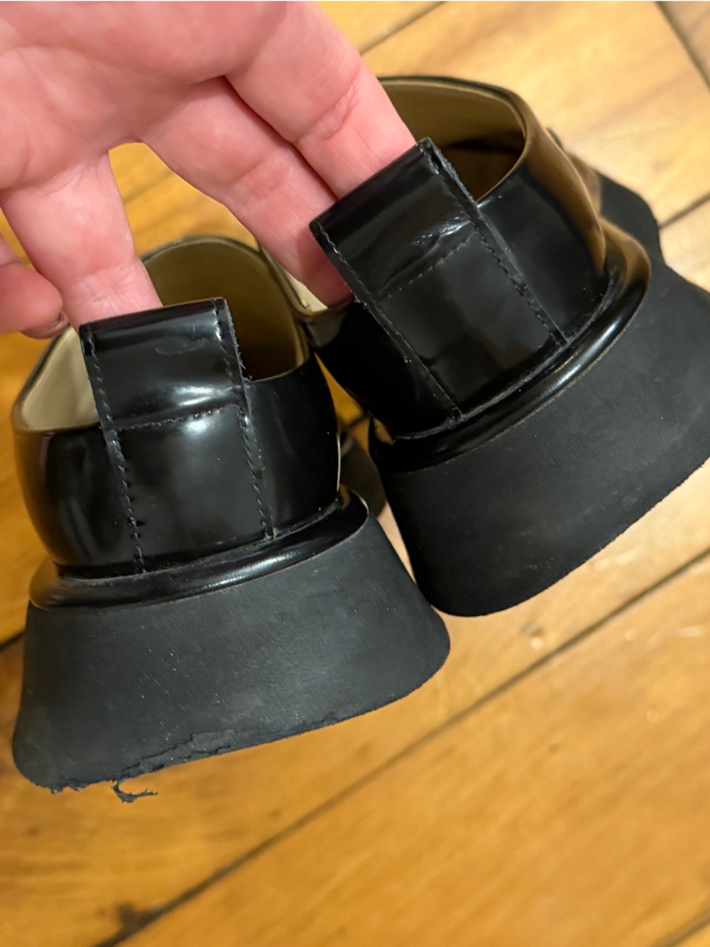 Wandler Rosa Black Gloss Leather Backless Loafers - Picture 8 of 10